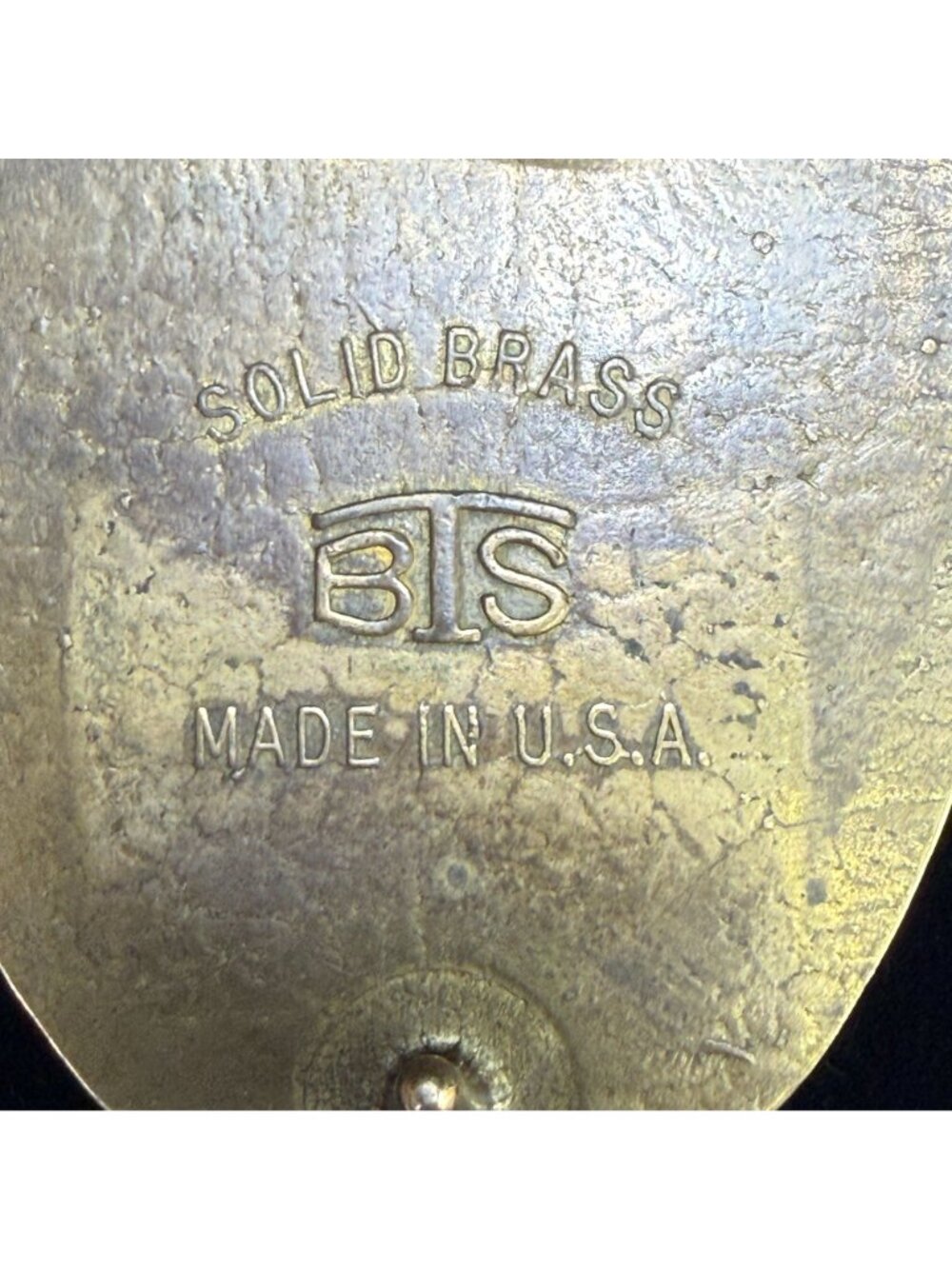 Vintage BTS Solid Brass & Leather Belt Buckle Oval Design Made In USA - Picture 7 of 10